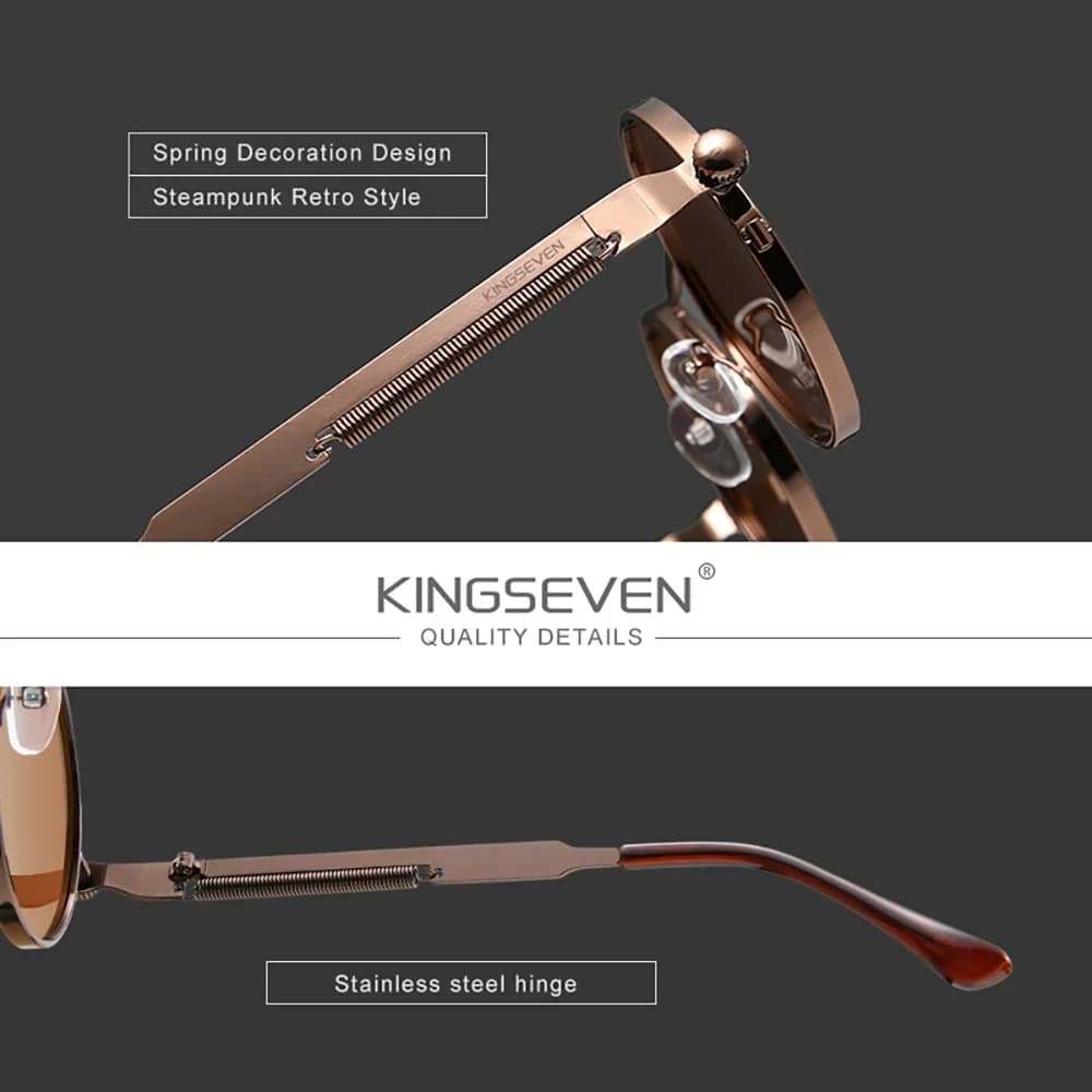 Lunettes de soleil gothiques steampunk de marque KINGSEVEN, monture ronde polarisée, pour hommes et 