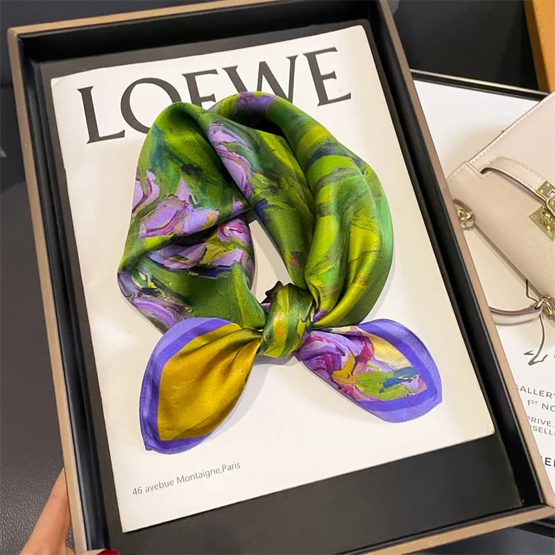 Foulard imprimé 2024 pur pour femmes, petit cou, bandeau pour cheveux, foulard design féminin, banda