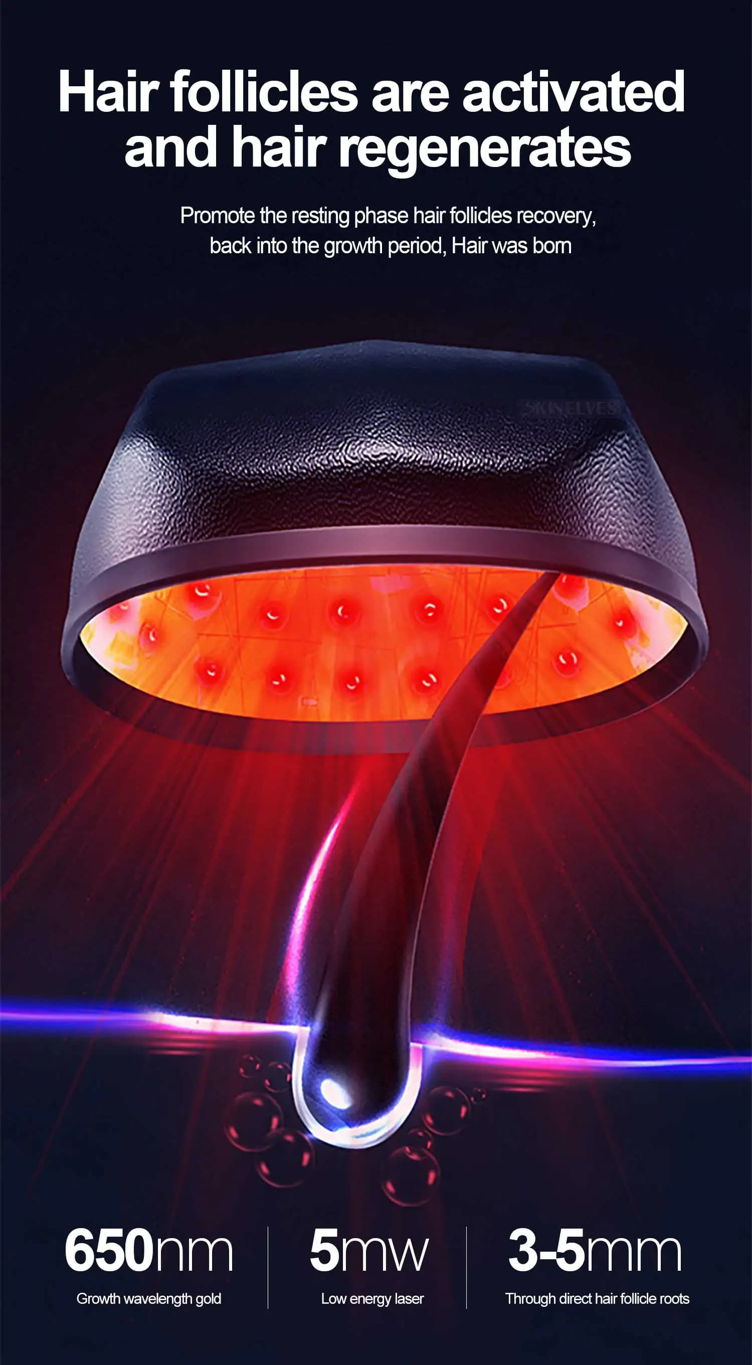 266 Diodes LLLT Laser capuchon de croissance des cheveux thérapie par la lumière rouge 650nm 5mW Las