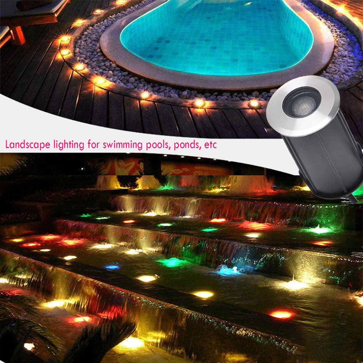 42MM 52MM 62MM 75MM 1W 3W 6W 12V-24V IP68 piscines éclairage tout en acier inoxydable LED lumière so