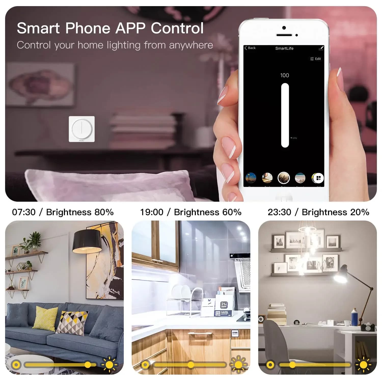 Joli variateur de lumière tactile intelligent WiFi, Smart Life, Tuya Andrea Remote Control, Alexa, G