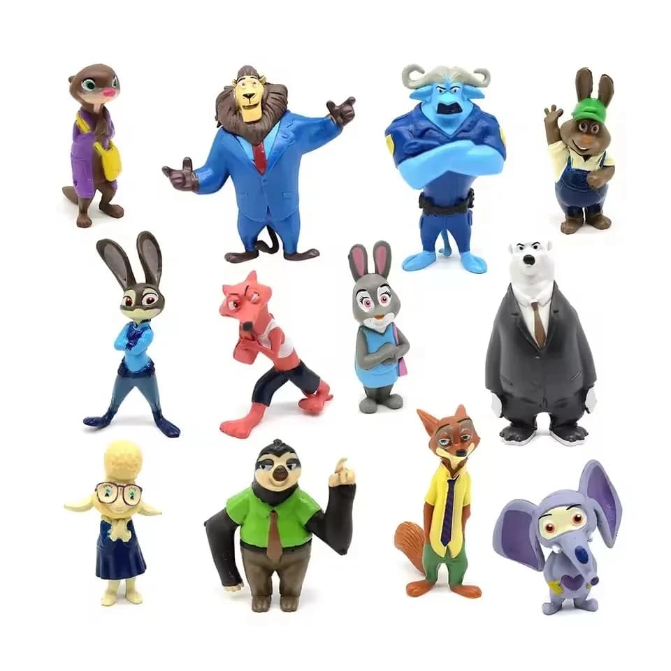 Nouvelles figurines d'action des animaux de Zootopia, 12 pièces/ensemble, lapin Judy Hopps, renard N