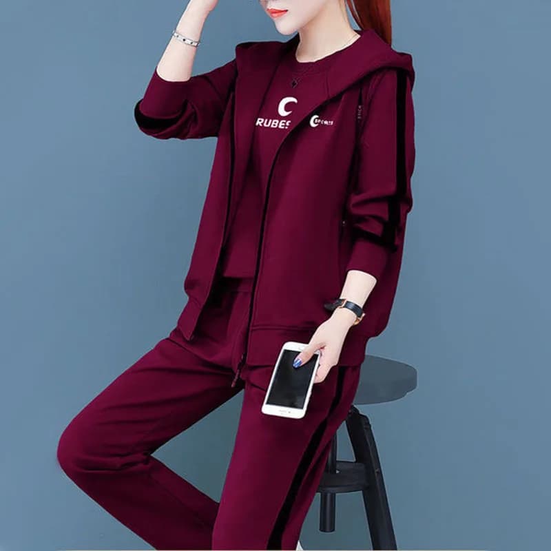Printemps automne femmes survêtement manteaux + sweats + pantalons 3 pièces costume tenues de mode d