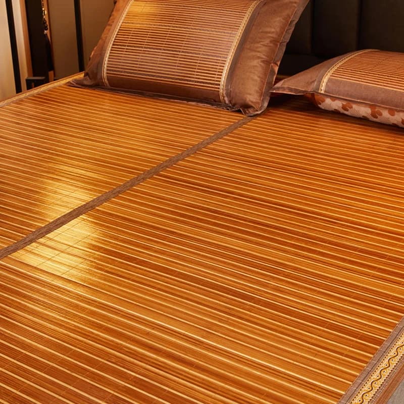 Tapis d'été en bambou, en paille réversible, double face, en rotin, à l'ancienne, lit simple, pliabl