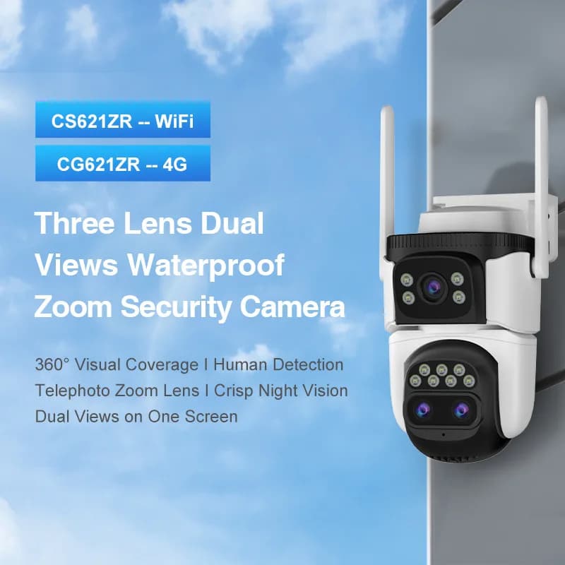 Caméra dôme IP PTZ Vstarcam O-Kam APP à triple objectif et double écran, couleur intégrale, détectio