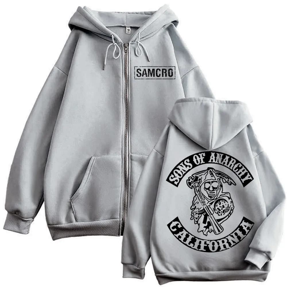 Sons of Anarchy – sweat à capuche avec fermeture éclair imprimée Double face pour hommes et femmes, 
