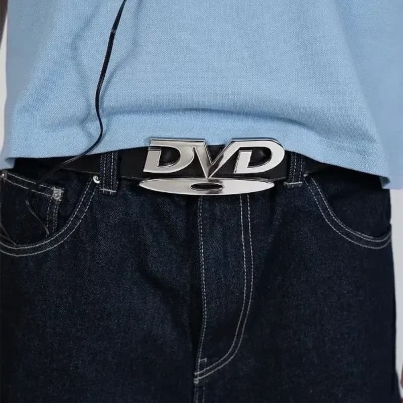 Ceinture unisexe à boucle DVD au design nostalgique, pour hommes et femmes, idéale pour les jeans, p