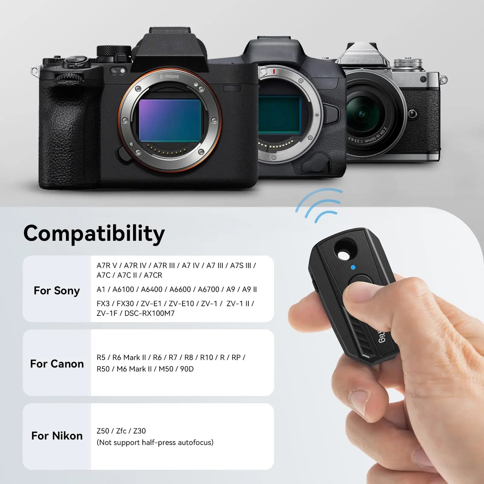 Télécommande sans fil SmallRig pour Sony / pour Canon / pour appareils photo Nikon 10 m télécommande