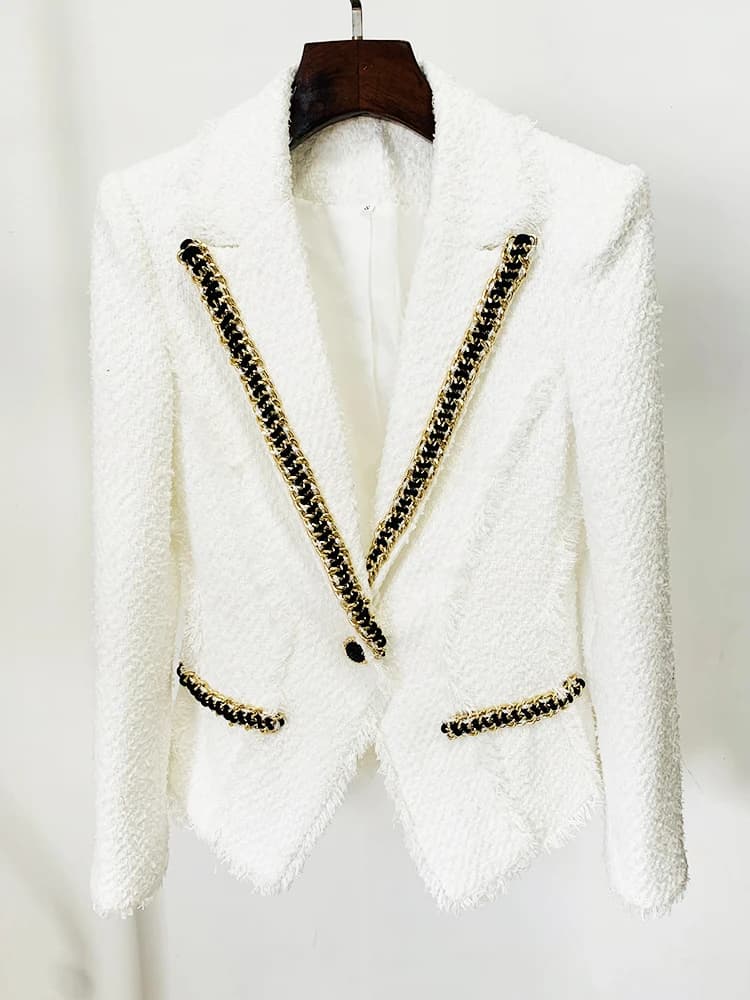 HIGH STREET Nouvelle Collection Mode Automne-Hiver 2026 Blazer de Créateur pour Femme en Tweed à Fra