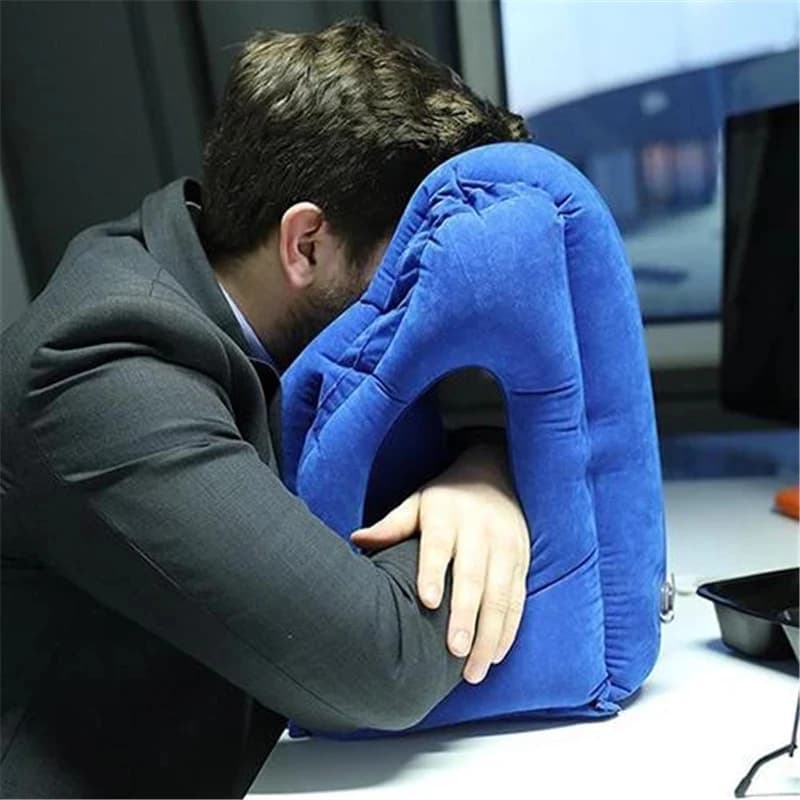Coussin d'air gonflable floqué, oreiller de voyage, appui-tête, coussins de soutien du menton pour a