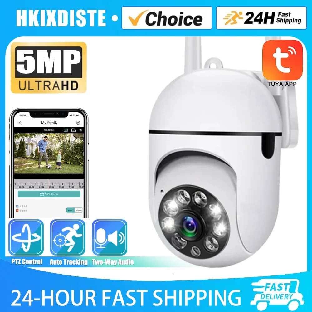 TUYA 5MP vie intelligente CCTV Wifi caméra sans fil caméras de Surveillance de sécurité extérieure n