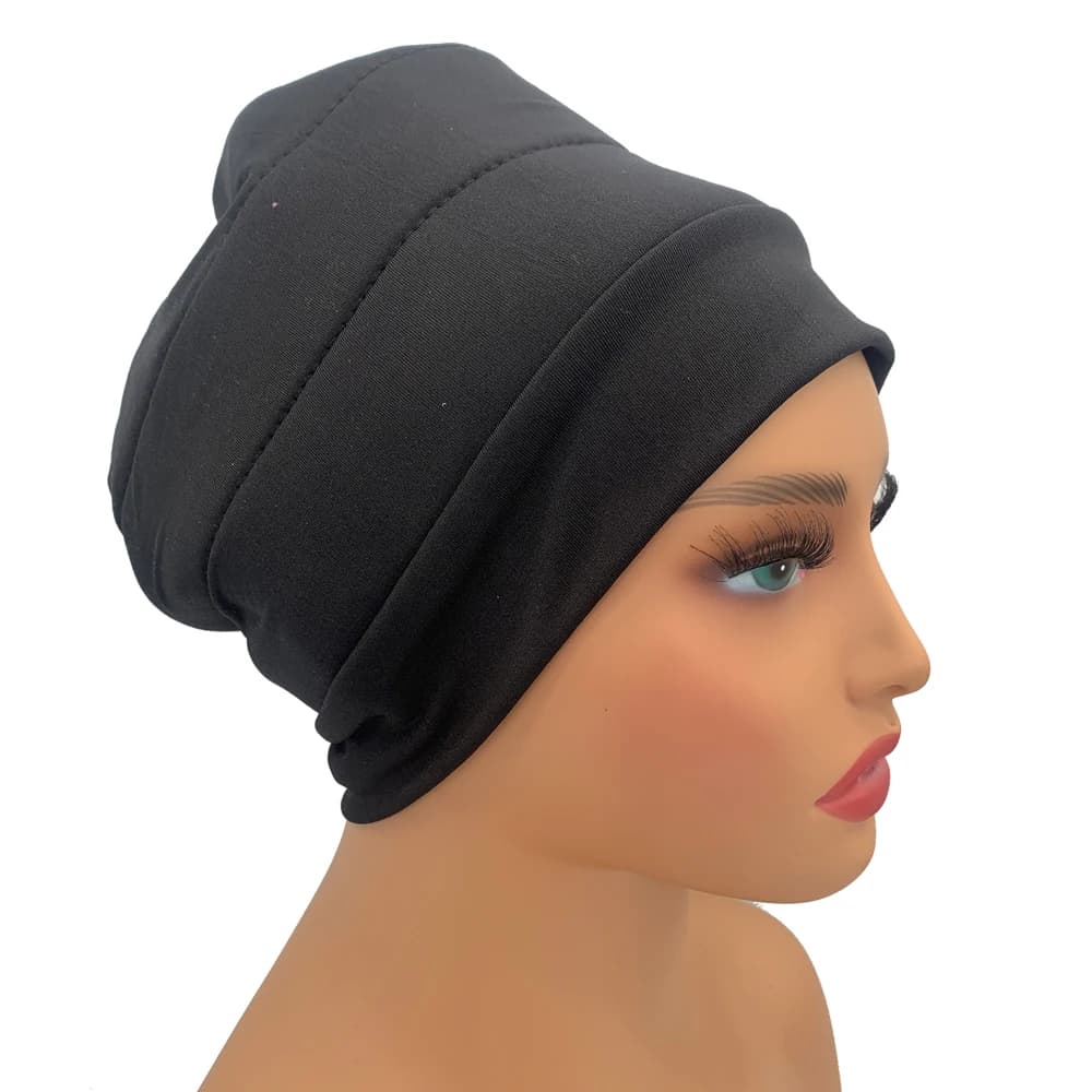 Turbans Volumiser léger sous écharpe Bonnet noir Turban Lifter sous le Turban ascenseur africain ban