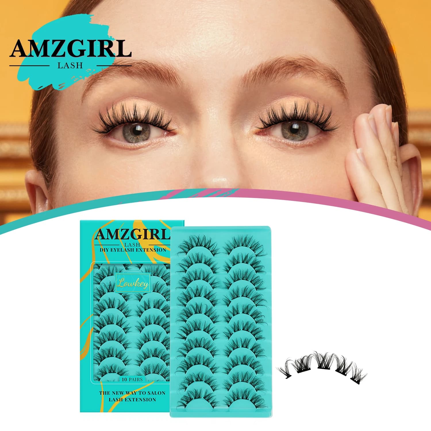 AMZGIATV-Extensions de cils à faire soi-même, grappes de cils, lspatule, maquillage, 10 paires