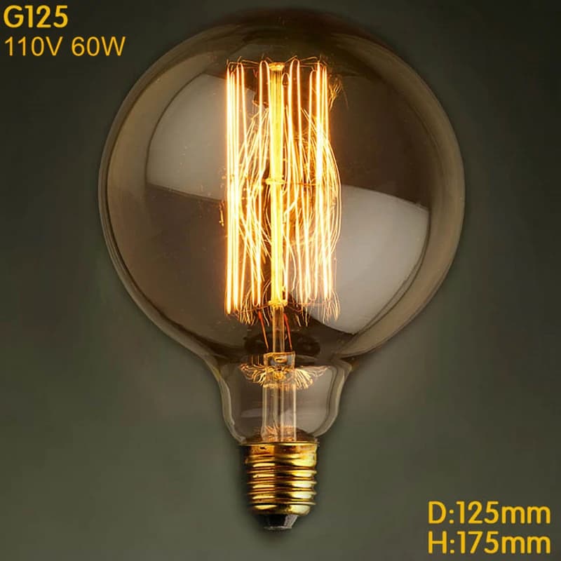 Sortie livraison gratuite Globle G125 110 V 60 W droite 5 "lampe à filament pour luminaire edison vi