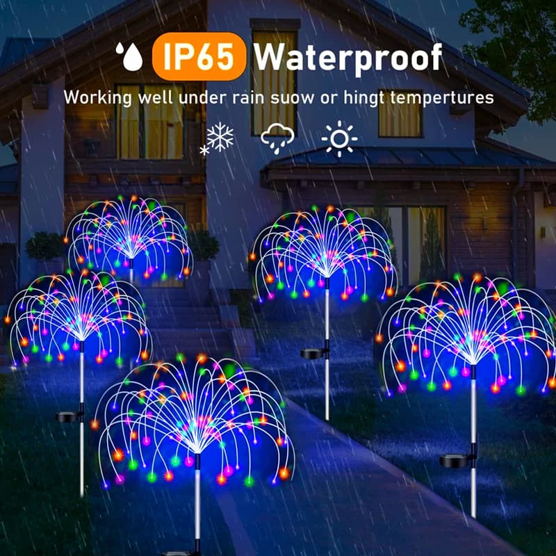 Feu d'artifice solaire LED piquet lumières extérieur jardin décor voie fée lumière étanche cour pelo