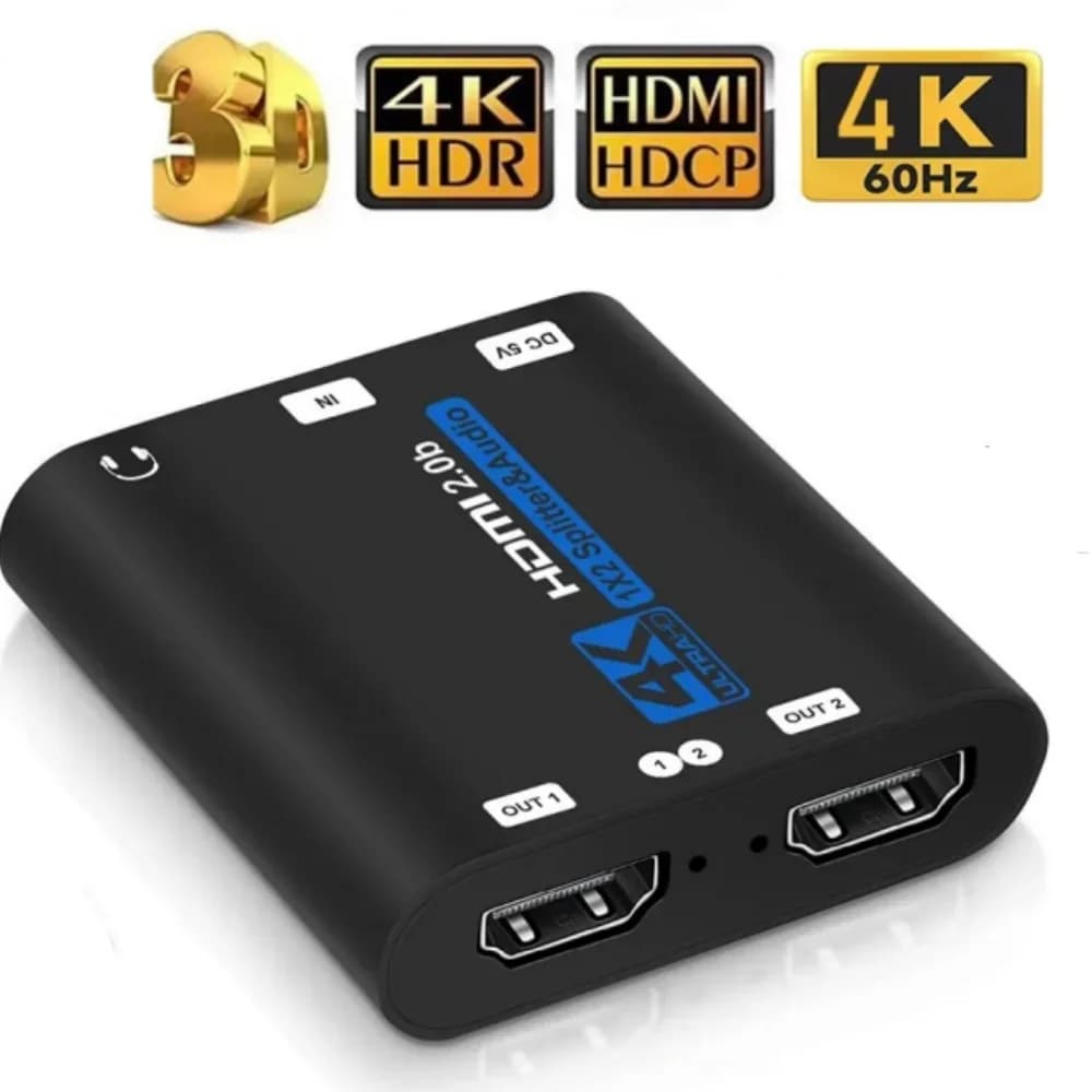 Répartiteur HDMI 2.0 avec extracteur audio HDR HDCP 2.2/1.4 4K 60Hz 1x2, distributeur avec audio aux