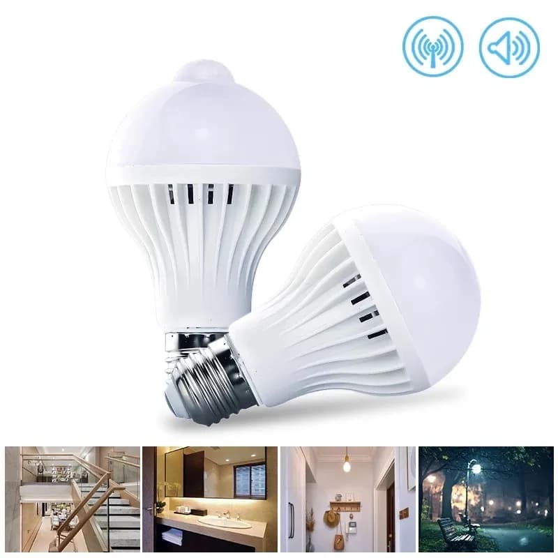 Ampoule LED avec détecteur de mouvement 220V, ampoule LED 3W 5W 7W 9W 12W E27, lampe LED intelligent