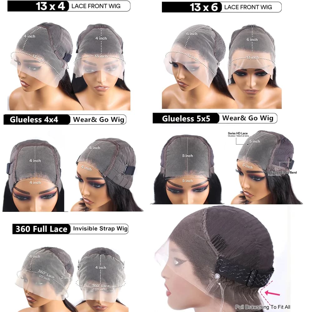 Perruque 360 Full Lace sans colle à cordon de serrage, cheveux humains ondulés, pré-épilée, HD 13x6 