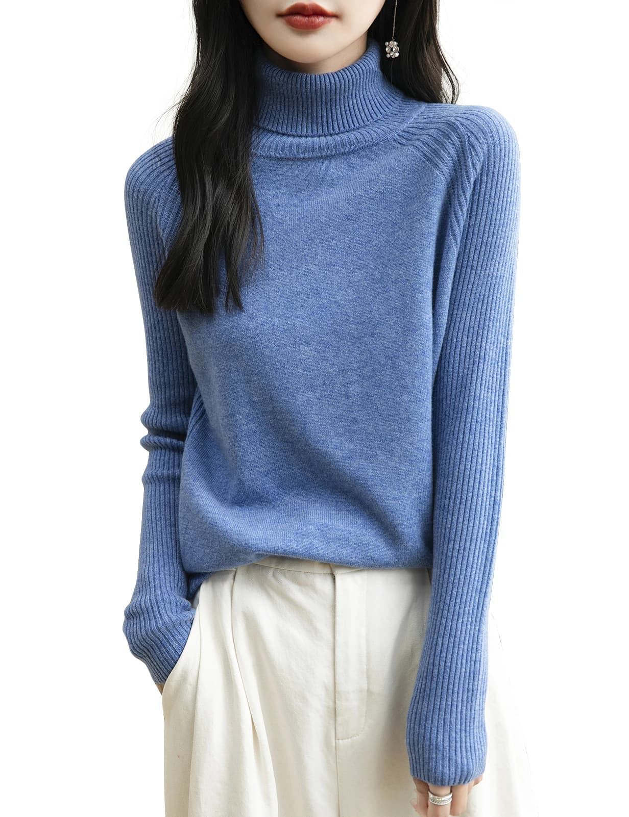 100% laine mérinos col roulé femmes pull nouveau automne hiver chaud doux pull femmes tricoté pull F