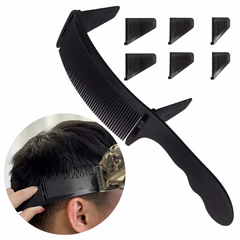 Peigne de coupe de cheveux incurvé à dessus plat pour barbier, coupe de cheveux professionnelle, pei