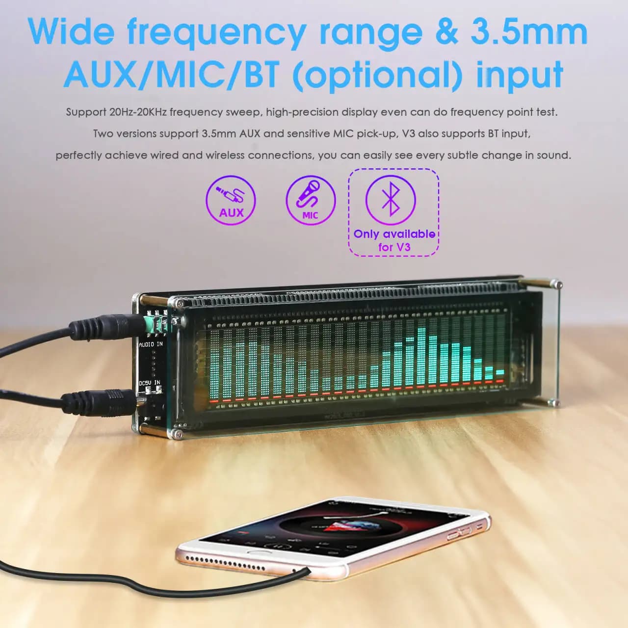Nobsound AK2515 Bluetooth 5.0 micro ramasser analyseur de spectre Audio VFD sonomètre VU mètre écran