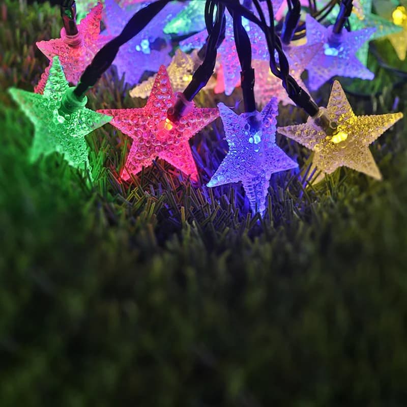 Guirlande lumineuse solaire en forme d'étoile, imperméable, LED, féerique, pour noël, Patio, jardin,