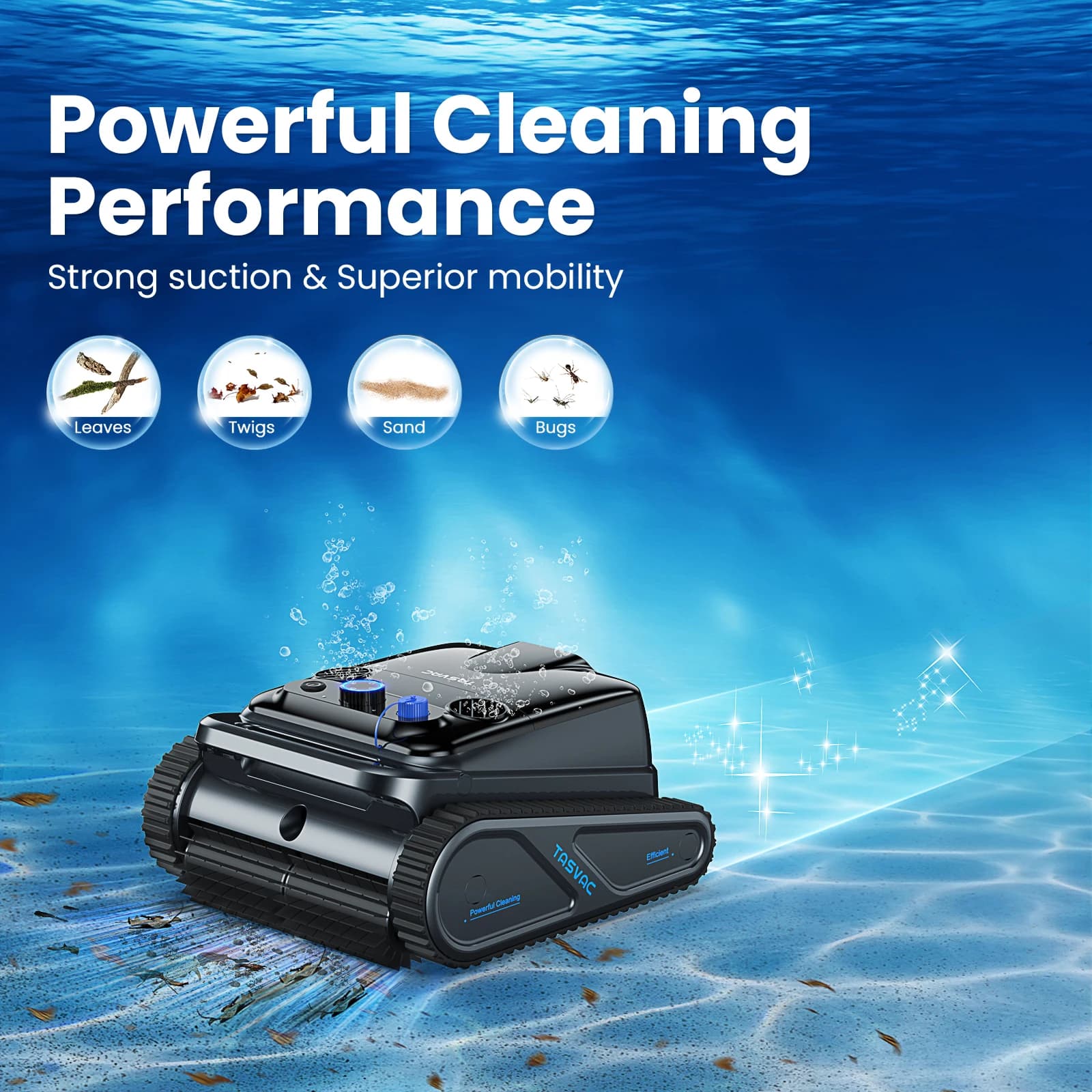 Robot nettoyeur de piscine sans fil, aspirateur de piscine pour piscines enterrées avec 4 moteurs, l