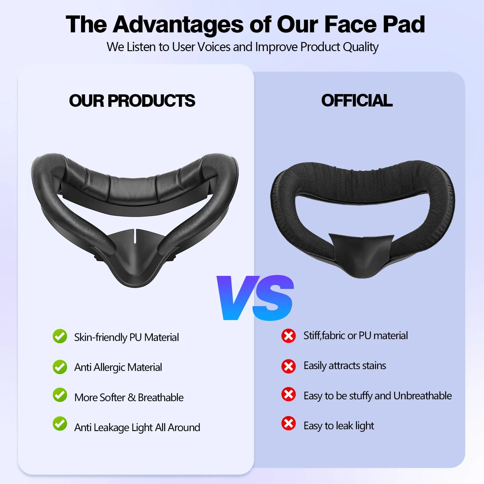 HUADAI – coussin facial design Compatible avec Meta Quest 2/3/3S, accessoires, Interface faciale, mo