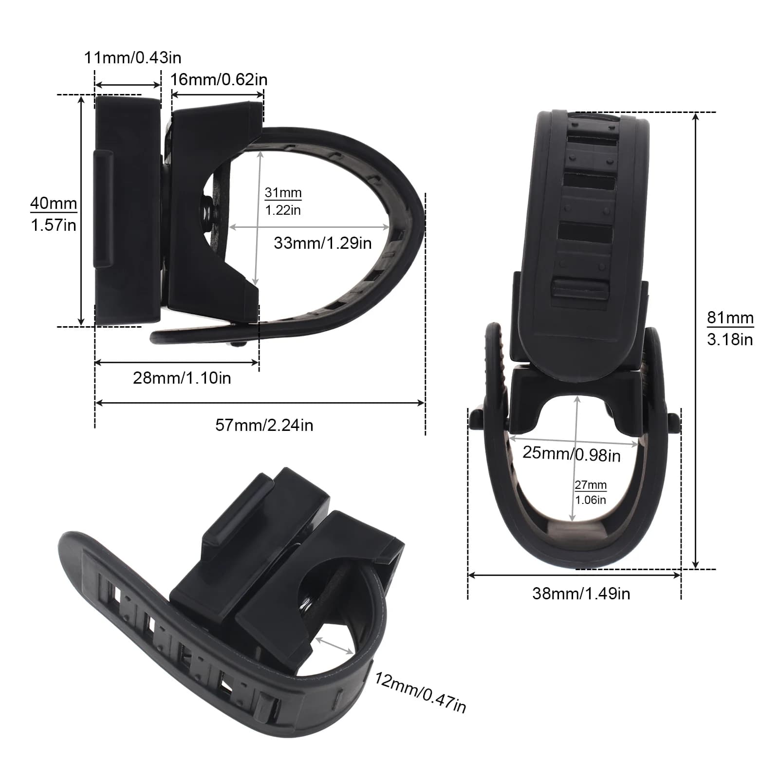Support universel de lampe de poche pour vélo, sangles en caoutchouc réglables résistantes à 360, la