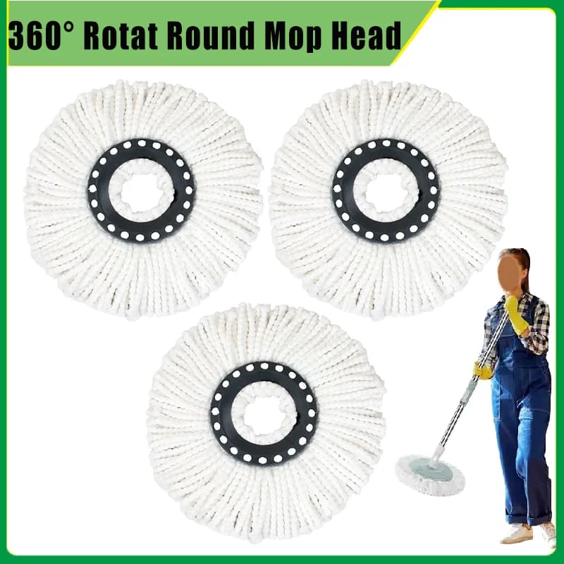 Remplacement rond 360 ° Tête de vadrouille rotative, accessoires de nettoyage de serviettes de sol, 