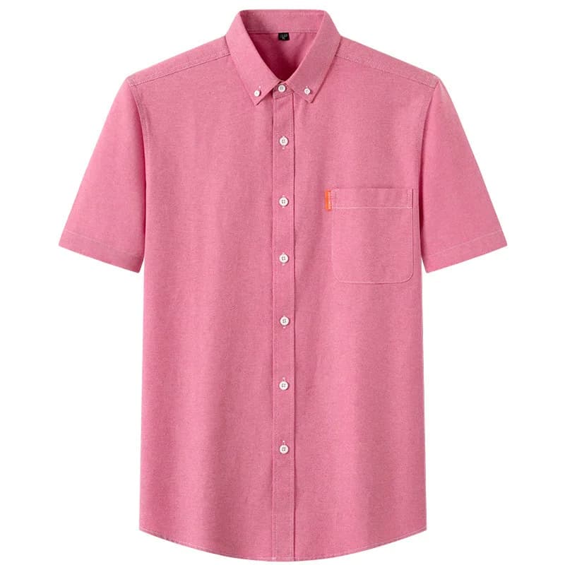 Chemises Oxford 100% coton pour hommes, manches courtes, couleur unie, coupe régulière, chemise form