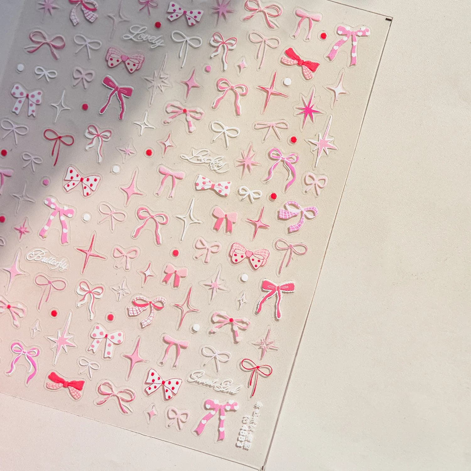 Autocollant pour ongles fins et résistants 3D, mignon ciel étoilé rose, autocollants pour Nail Art, 