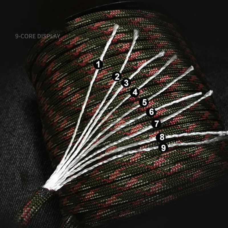 Corde paracorde à 9 cœurs, Standard militaire 100/50M 550, 4mm, cordon de Parachute extérieur, parap