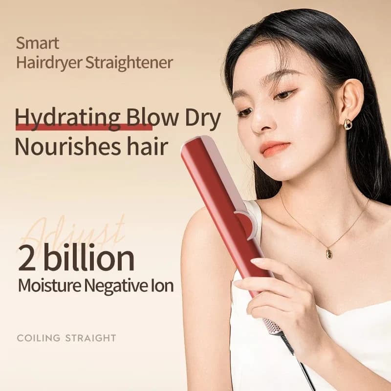 Lisseur et sèche-cheveux 2 en 1, fer plat chauffant pour séchage et lissage rapides, pour Salon de c