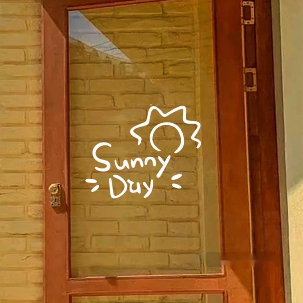 Autocollant de porte en verre de Style INS minimaliste, motif solaire, pour maison, chambre à couche