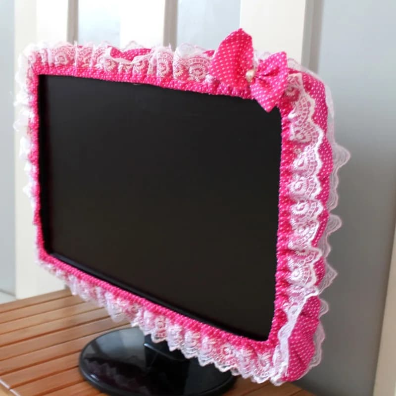 Couverture de cadre d'ordinateur en tissu dentelle, couverture anti-poussière pour écran de moniteur