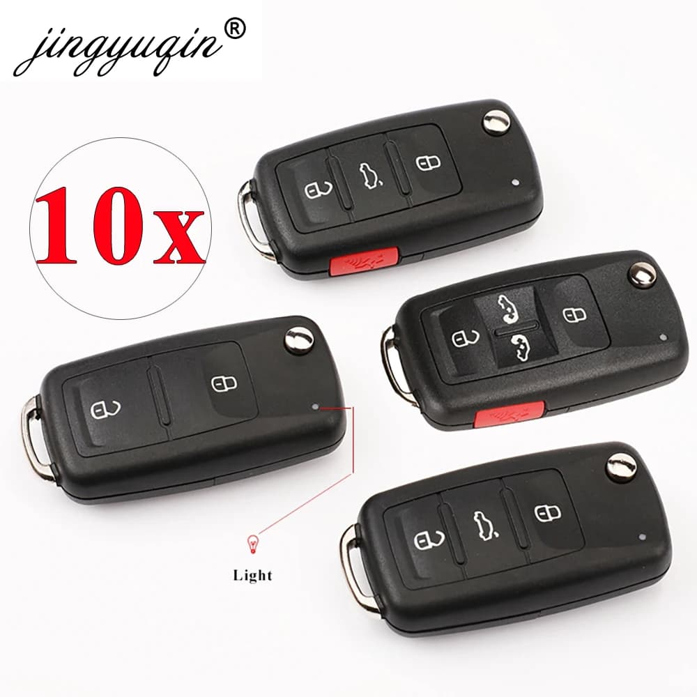 Jingyuqin 10 pièces 2/3/4 bouton pliant coque de clé à distance pour VW Tiguan Golf Sagitar Polo MK6