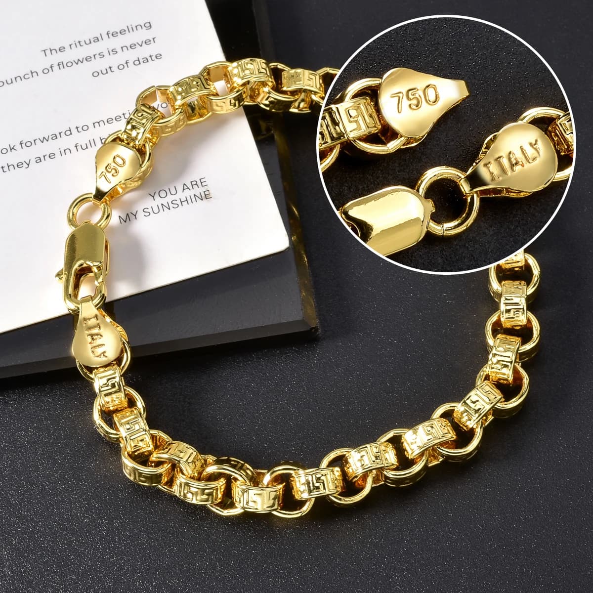 Bracelet plaqué or 18 carats Italie 750 Bracelet en forme tressée en cuivre Hip-Hop Quotidien Hommes