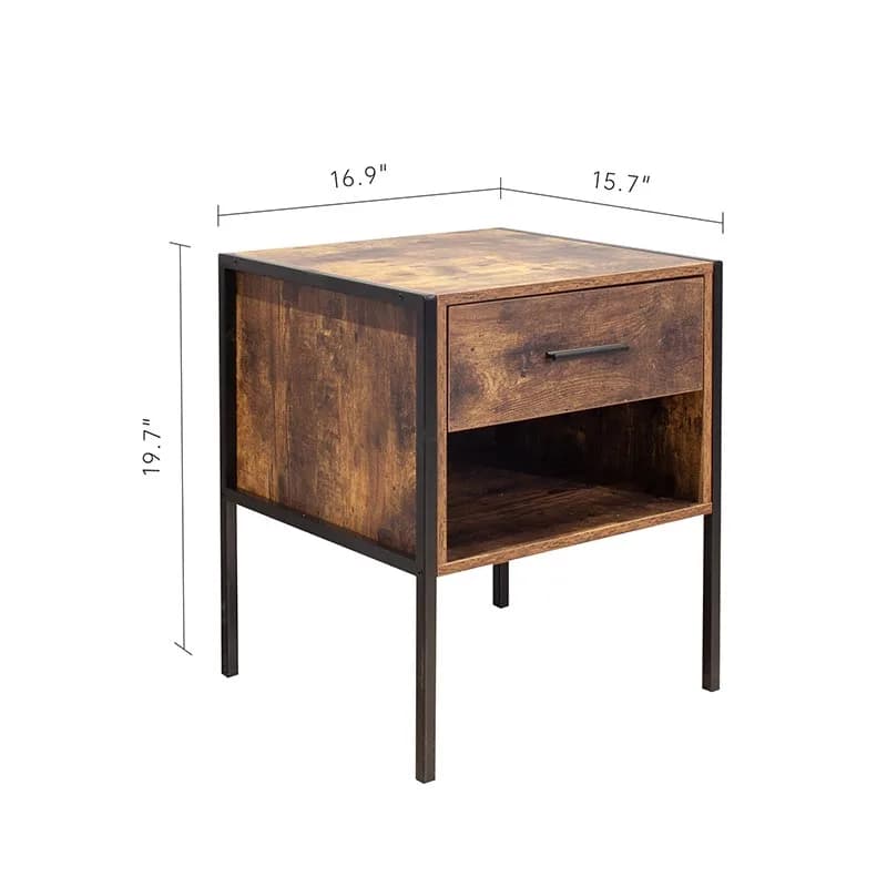 Table de nuit de style industriel, ensemble de 2 pièces