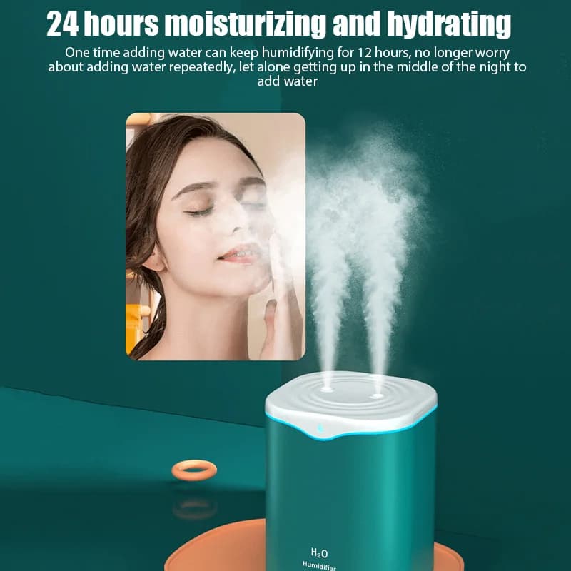 Humidificateur d'air USB 2000ML, Double Port de pulvérisation, huile essentielle, aromathérapie, bru