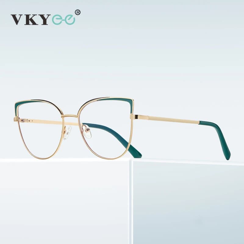 VICKY Vintage métal grand cadre Design classique lunettes pour femmes Anti-lumière bleue lunettes de