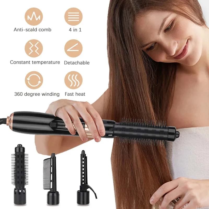 Ensemble de brosses sèche-cheveux multifonctions à air chaud, peigne boucleur, têtes de brosse inter