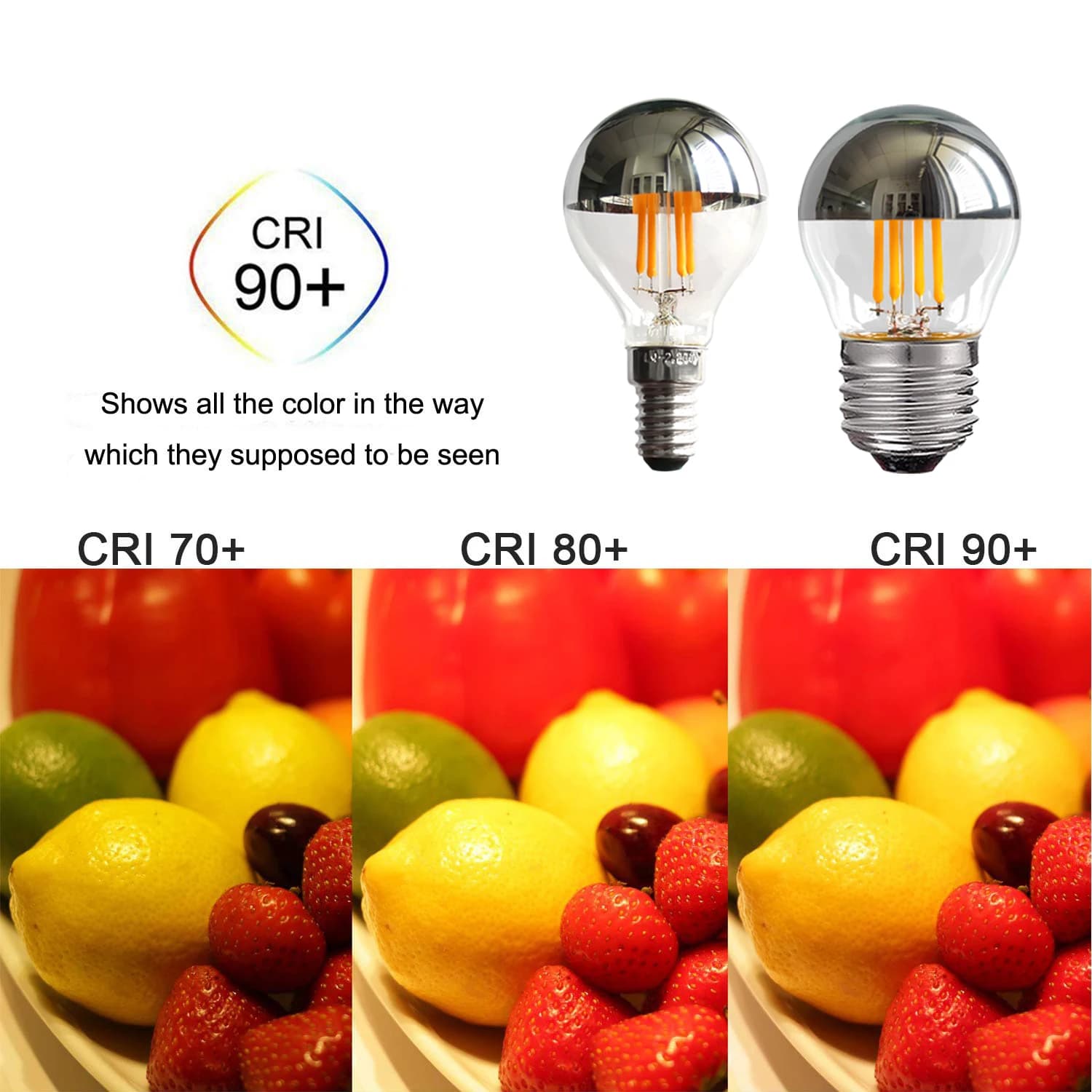 Ampoule Led Vintage E14, miroir argenté G45 4W, ampoule à Filament E27, variable, remplaçable, blanc