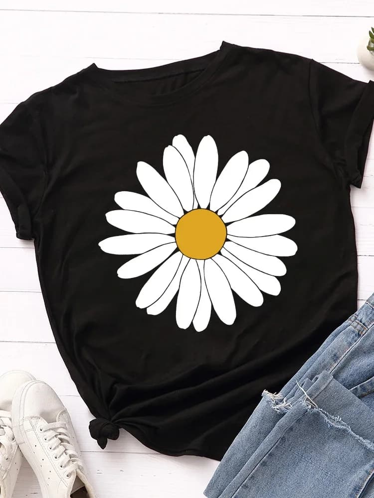 Blooming Destroy AndrPrint T-shirt à manches courtes pour femme, t-shirt à col rond pour femme, t-sh