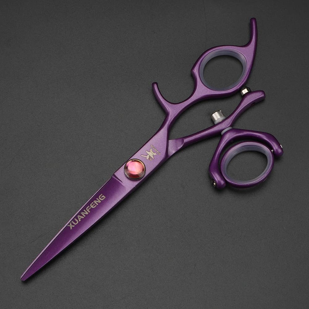 XUANTENG Ciseaux à cheveux professionnels à poignée unique violette, ciseaux de coupe de barbier et 