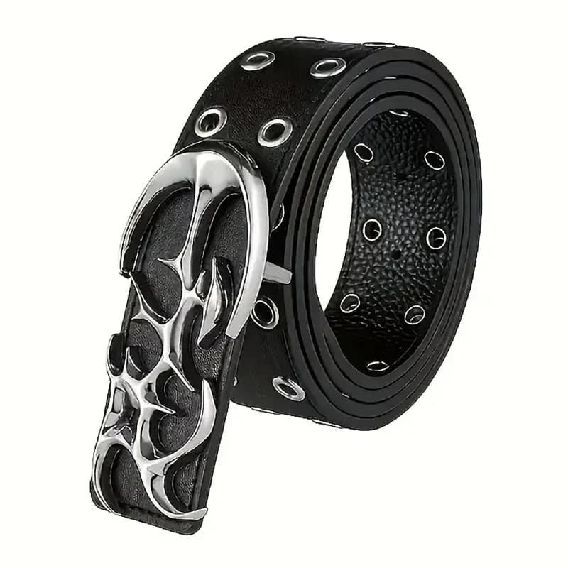 Ceinture Punk en cuir PU ajouré Y2K pour hommes et femmes, accessoire tendance pour cadeaux, ceintur