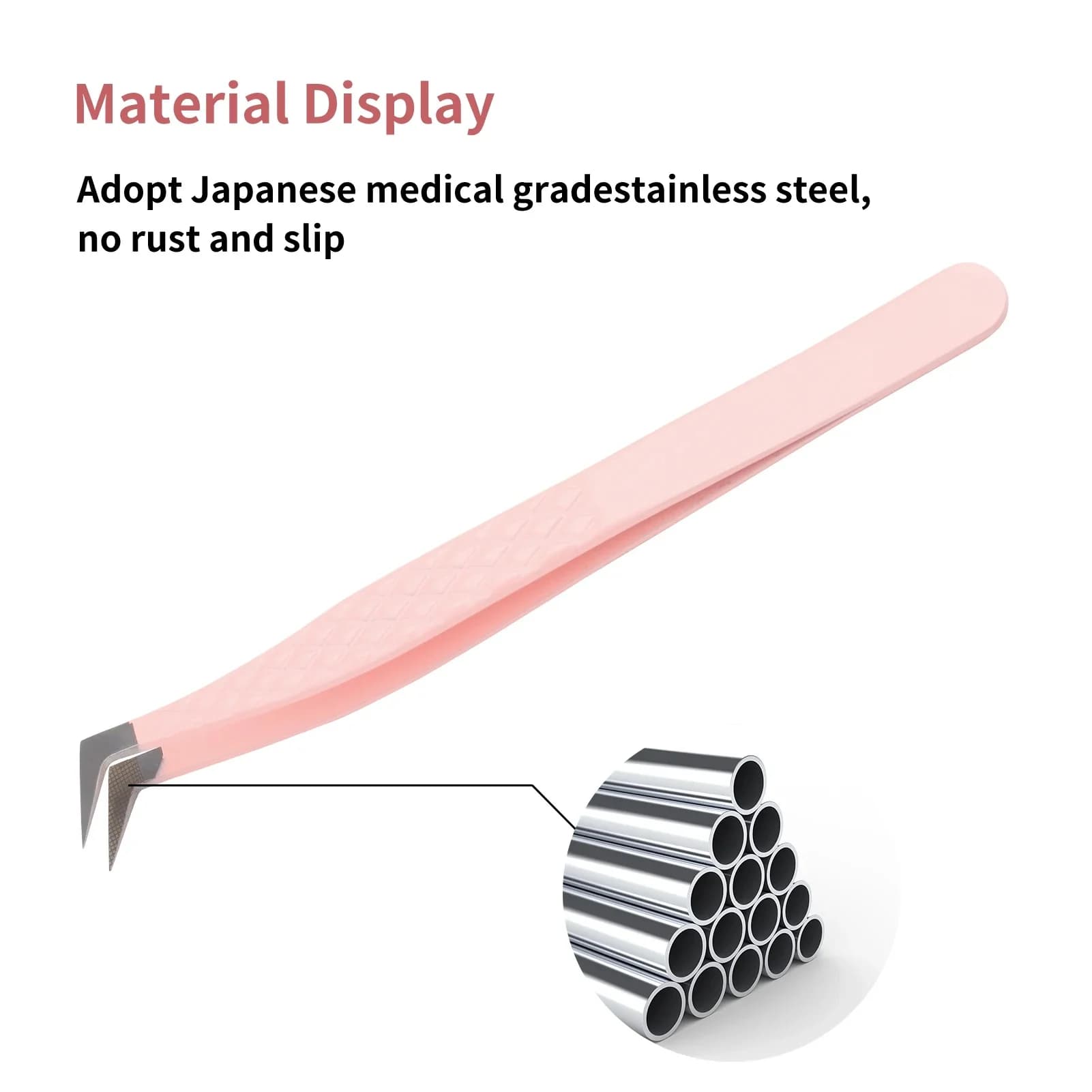 GEMERRY 1 PC pince à cils avec pointes de fibres rose acier professionnel haute précision pour venti