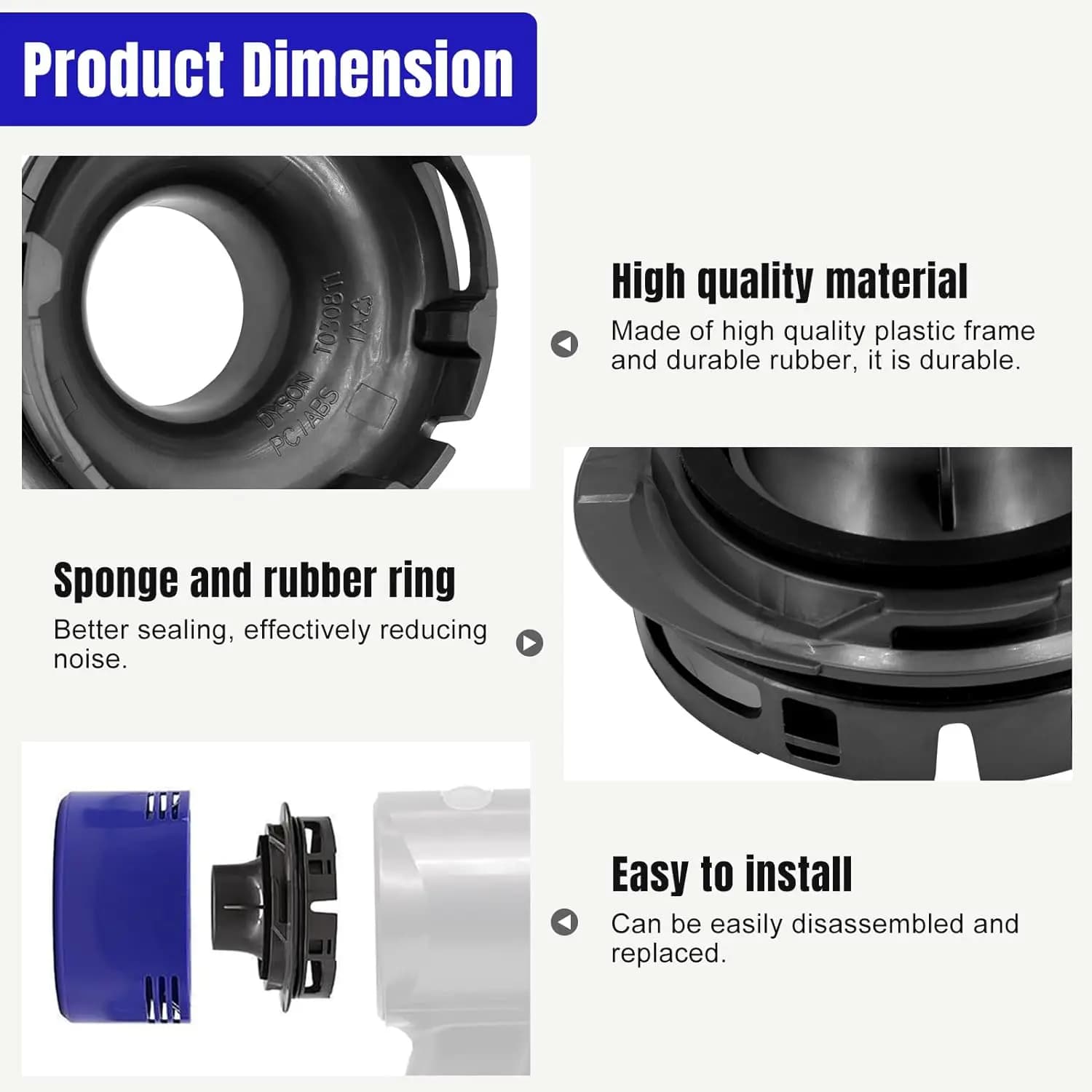 Couvercle arrière de moteur de remplacement, filtre pour aspirateur sans fil Dyson V7 V8, accessoire
