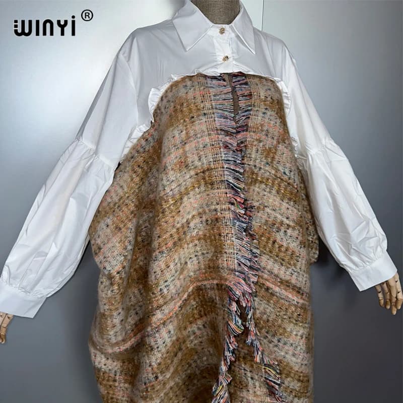 WINYI hiver femmes élégant robe de luxe manteau ample pardessus épais chaud femme cardigan ponchos p
