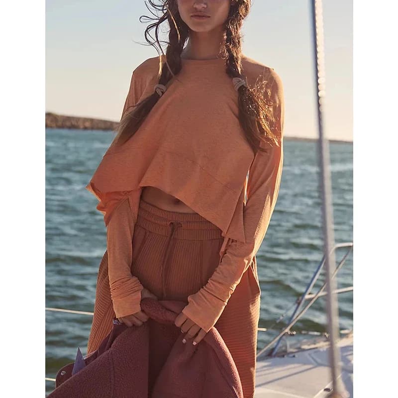 T-Shirt Chic à Manches sulfpour Femme, 100% Coton, Décontracté, Couleur Unie, Mode Coréenne, Harajuk